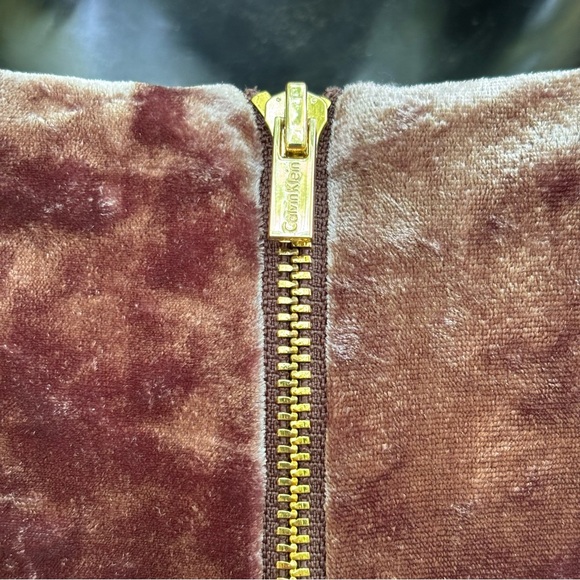 Calvin Klein Copper Brown Velvet Sheath Dress 3/4 Bell Sleeve Dress Size 12 - Picture 4 of 9